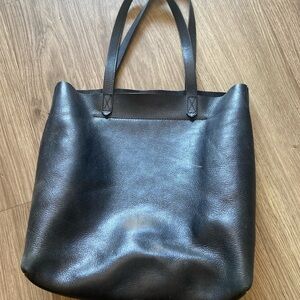 Elegant Black Leather Tote Bag